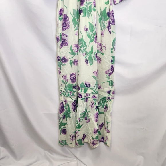 Free People Maxi Dress Golden Hour V-Neck Floral Multicolor 3/4 Sleeves XS Boho - Picture 5 of 12